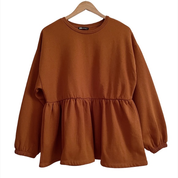 Zara Peplum Drop Shoulder Sweatshirt - Picture 3 of 14